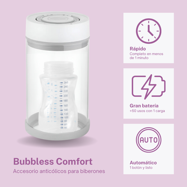 Detalle del biberón dentro de Bubbless Comfort