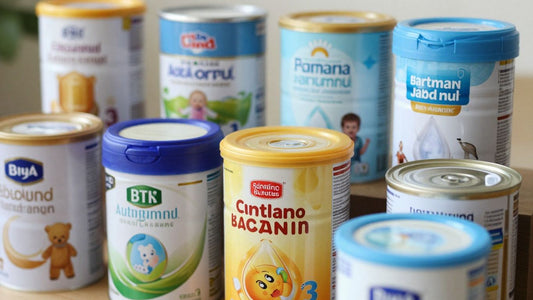 Latas de leche artificial para bebés de diferentes marcas.