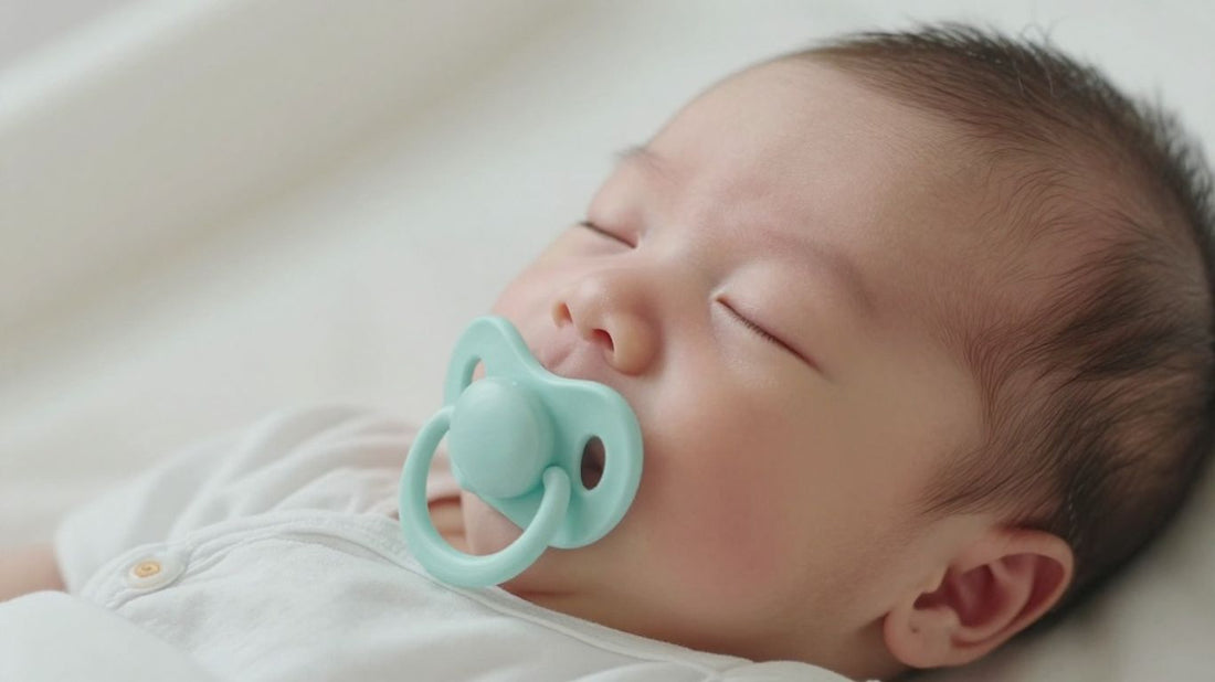 Bebé recién nacido durmiendo con un chupete.
