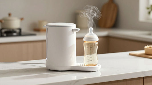 Máquina para hacer biberones moderna en una cocina.