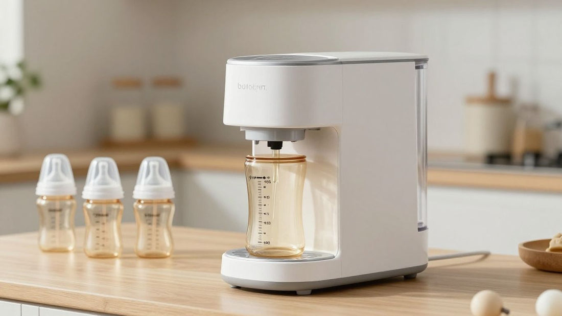 Máquina moderna para hacer biberones en una cocina.