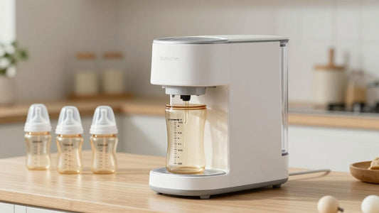 Máquina moderna para hacer biberones en una cocina.
