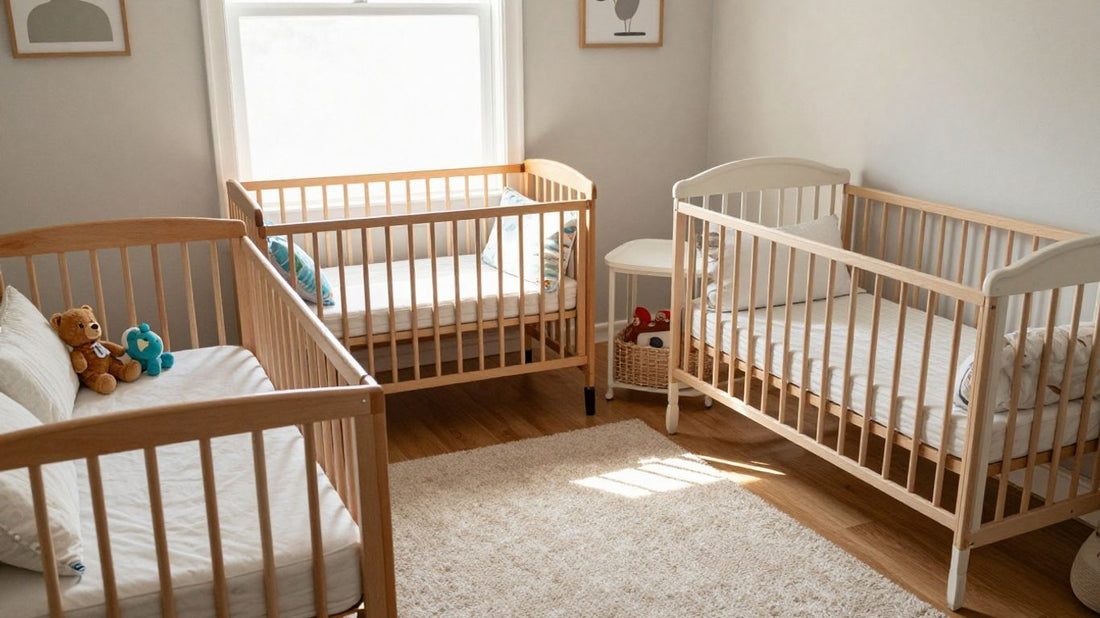 Varias cunas de bebé en una habitación infantil acogedora.