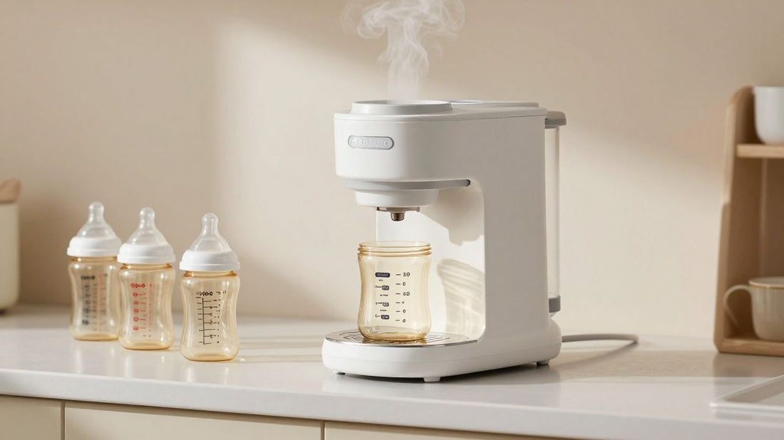 Máquina para hacer biberones moderna en una cocina.