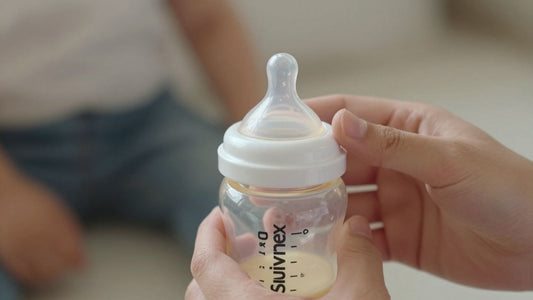 Botella Suavinex Zero Zero en manos de un padre.