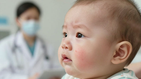 Bebé con posibles síntomas de alergia alimentaria.